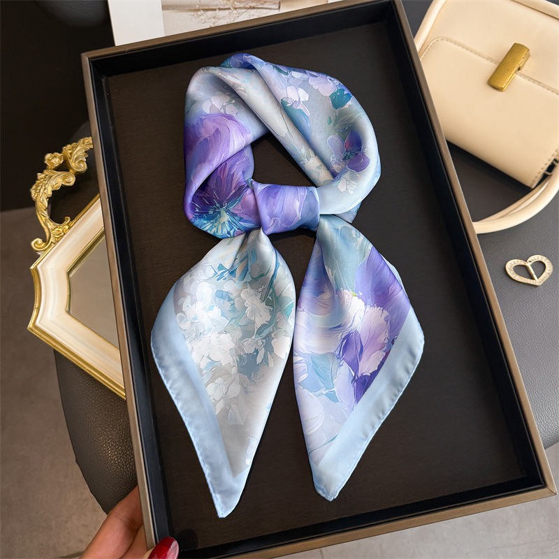 2026 New Floral Print Silk Squ - Scarf Silk Square ulasan dan harga