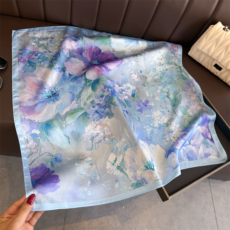2026 New Floral Print Silk Squ - Scarf Silk Square ulasan dan harga