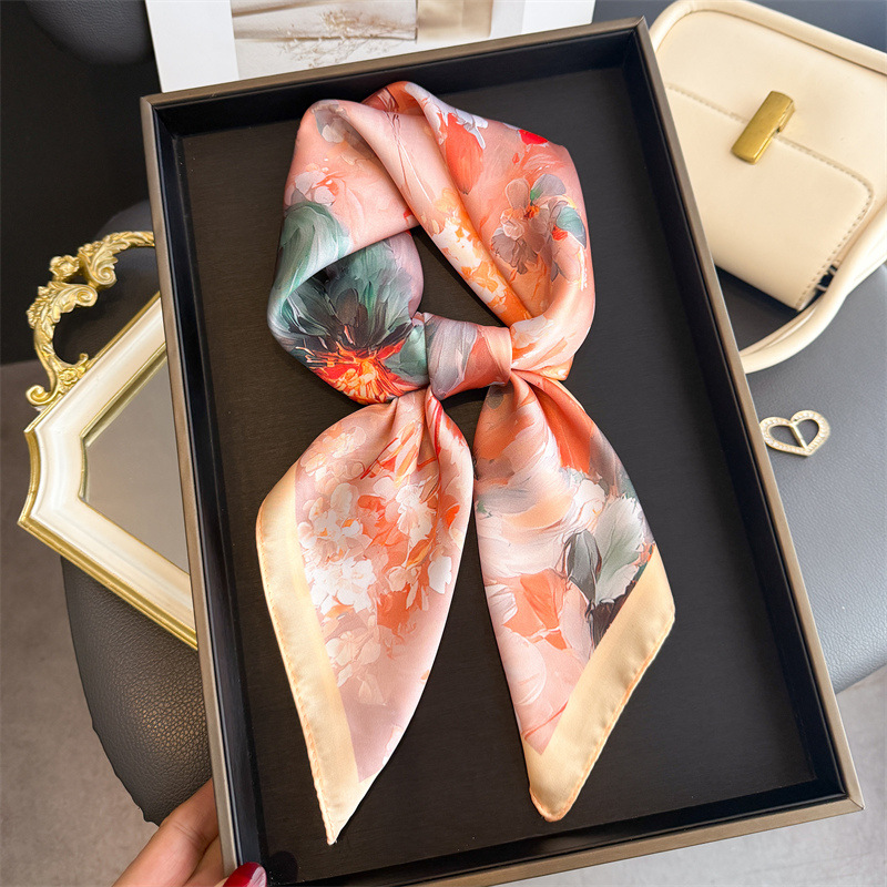 2026 New Floral Print Silk Squ - Scarf Silk Square ulasan dan harga