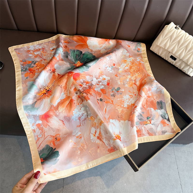 2026 New Floral Print Silk Squ - Scarf Silk Square ulasan dan harga