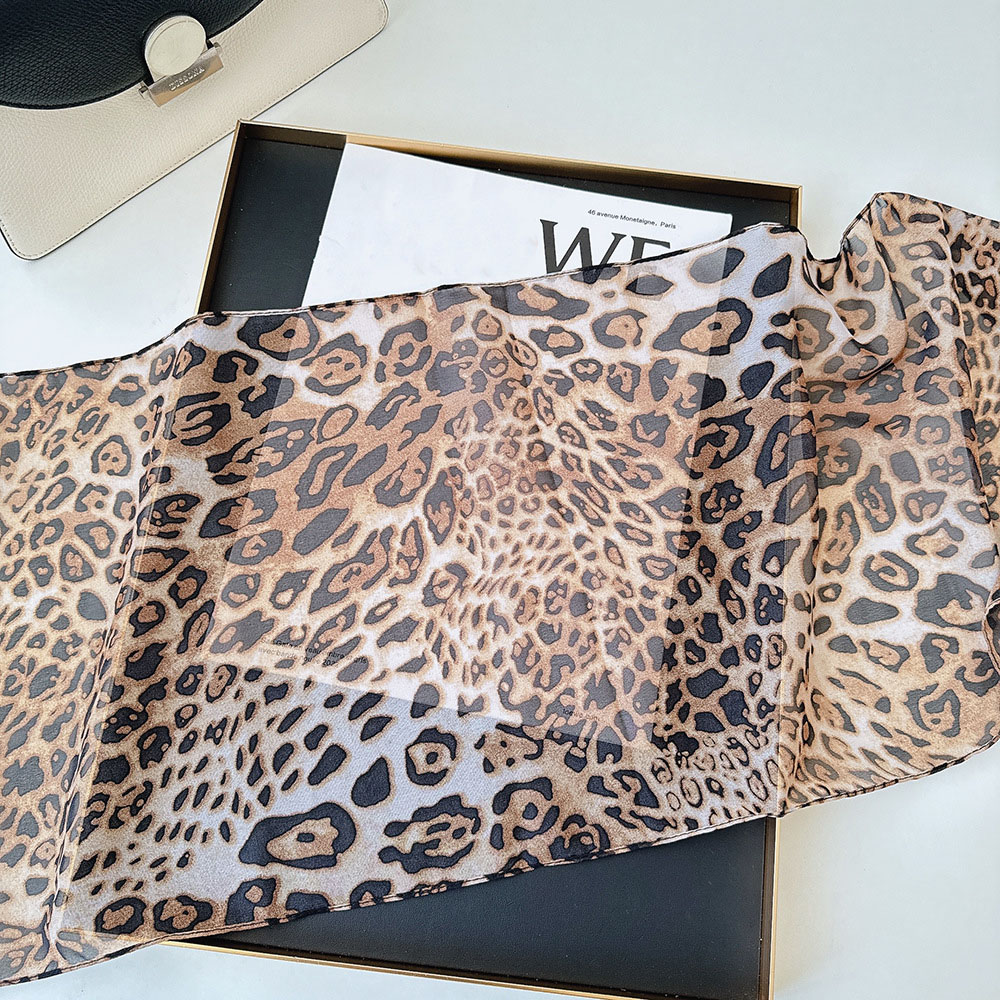 Leopard Small Long Silk Scarf  - Silk Neck Scarf ulasan dan harga