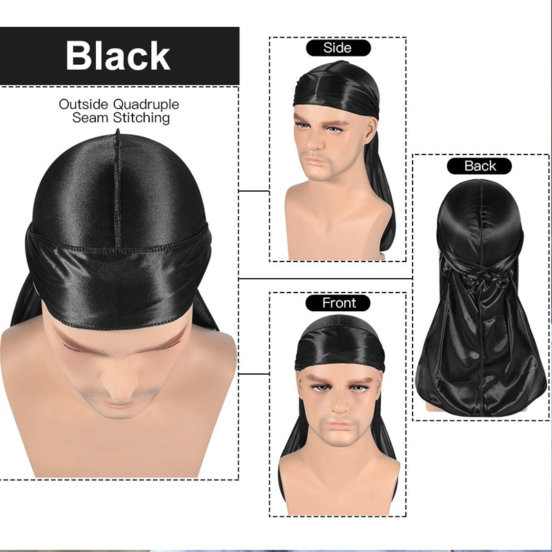 1-4Pcs New silk Durag Bandana  - Bandana Doo Rag ulasan dan harga