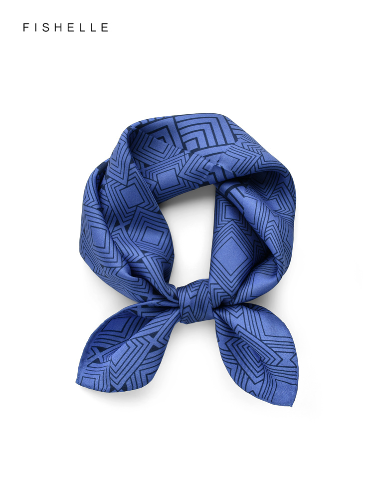 Geometric printed real silk tw - Scarf Silk Square ulasan dan harga