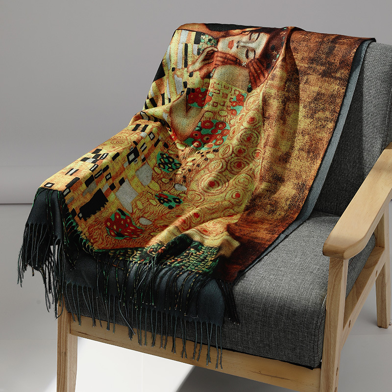 Luxury Brand Oil Painting Cash - Woven Scarf Blanket ulasan dan harga