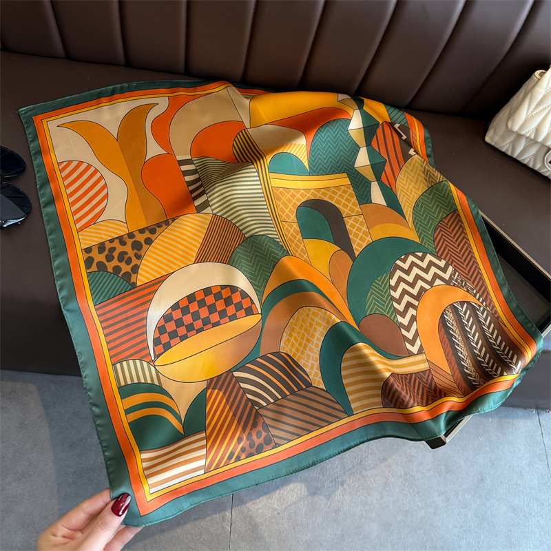 2026 New Geometry Print Silk S - Scarf Silk Square ulasan dan harga