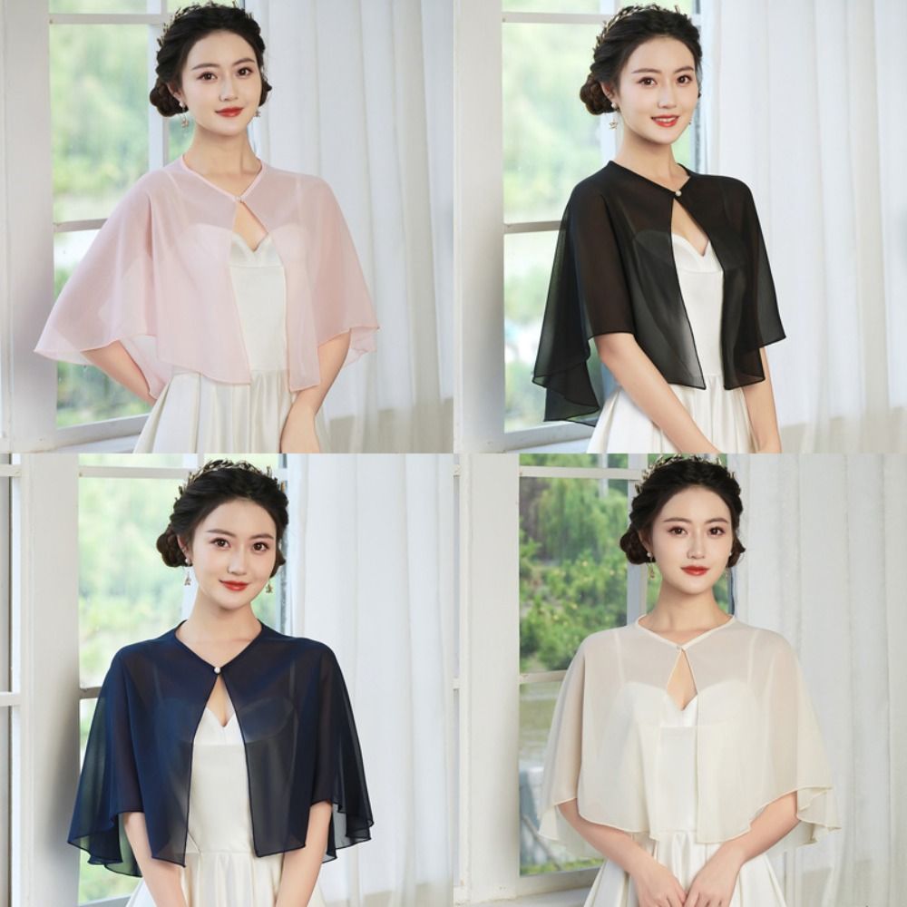 Vintage Sheer Chiffon Capelet  - Stole Wedding Shawl ulasan dan harga