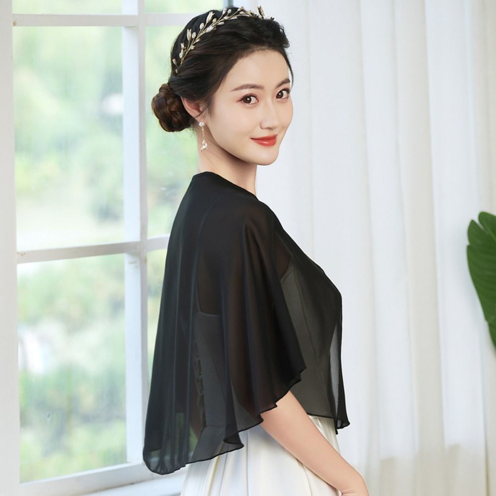 Vintage Sheer Chiffon Capelet  - Stole Wedding Shawl ulasan dan harga
