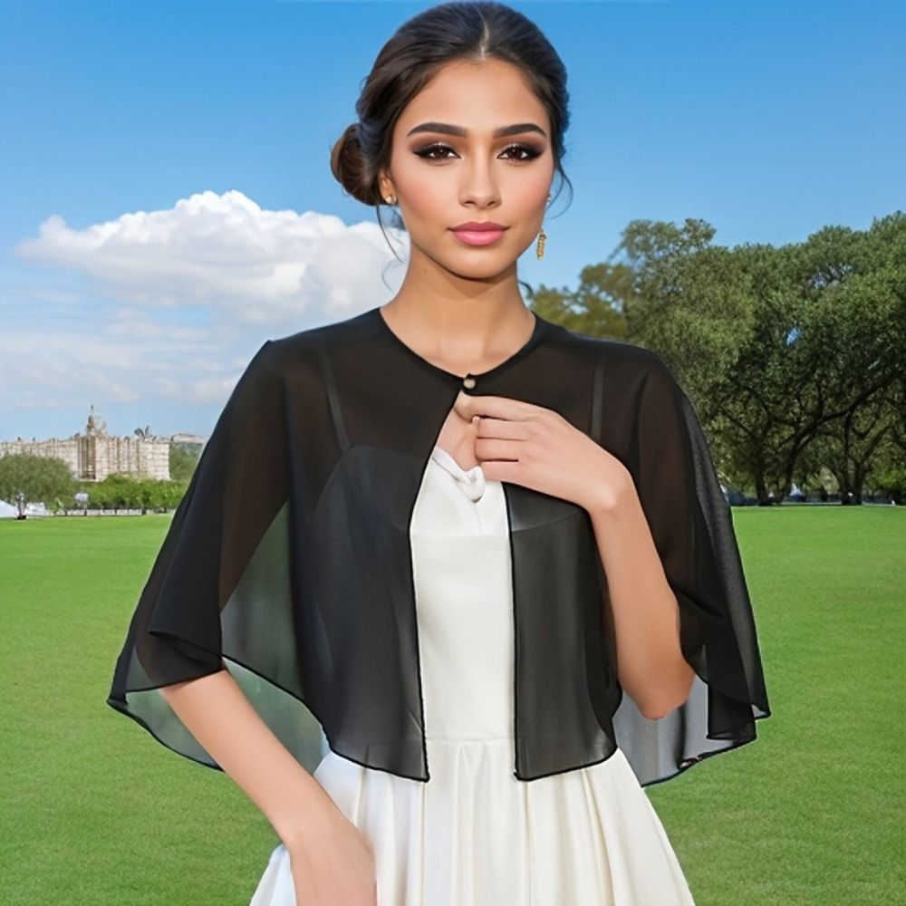Vintage Sheer Chiffon Capelet  - Stole Wedding Shawl ulasan dan harga