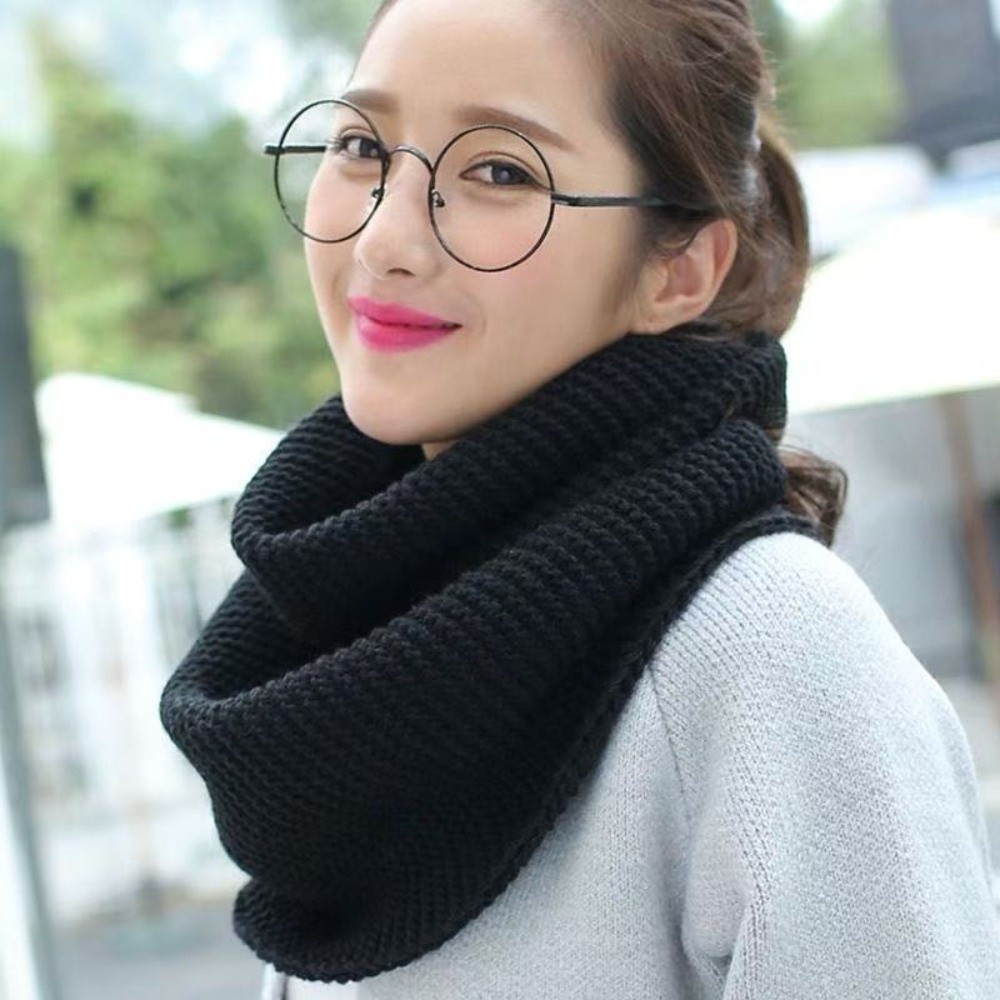 Solid Color Infinity Loop Scar - Infinity Scarf Knit ulasan dan harga