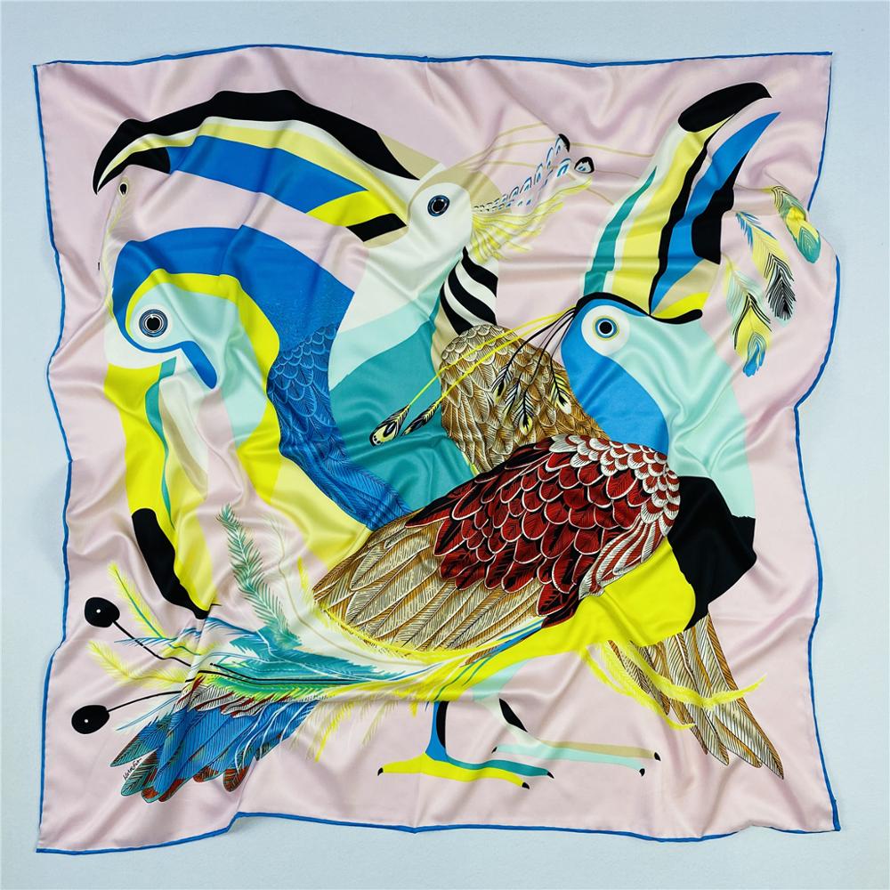90cm Luxury Parrot Twill Silk  - Scarf Silk Square ulasan dan harga