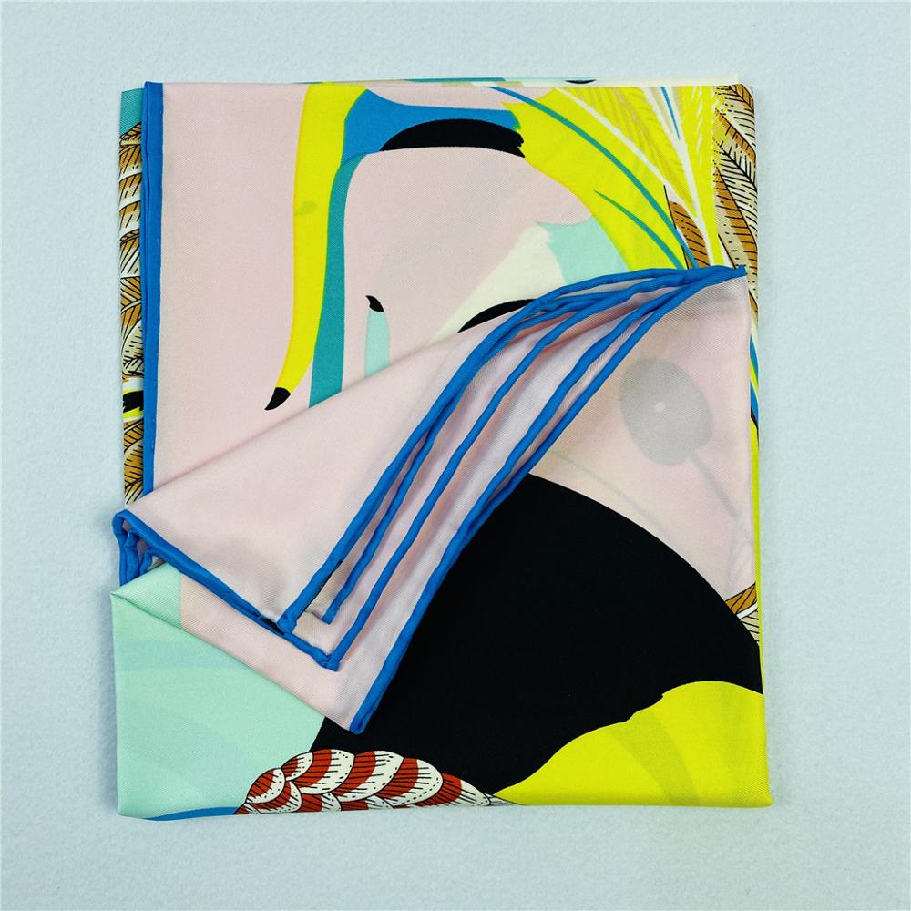 90cm Luxury Parrot Twill Silk  - Scarf Silk Square ulasan dan harga