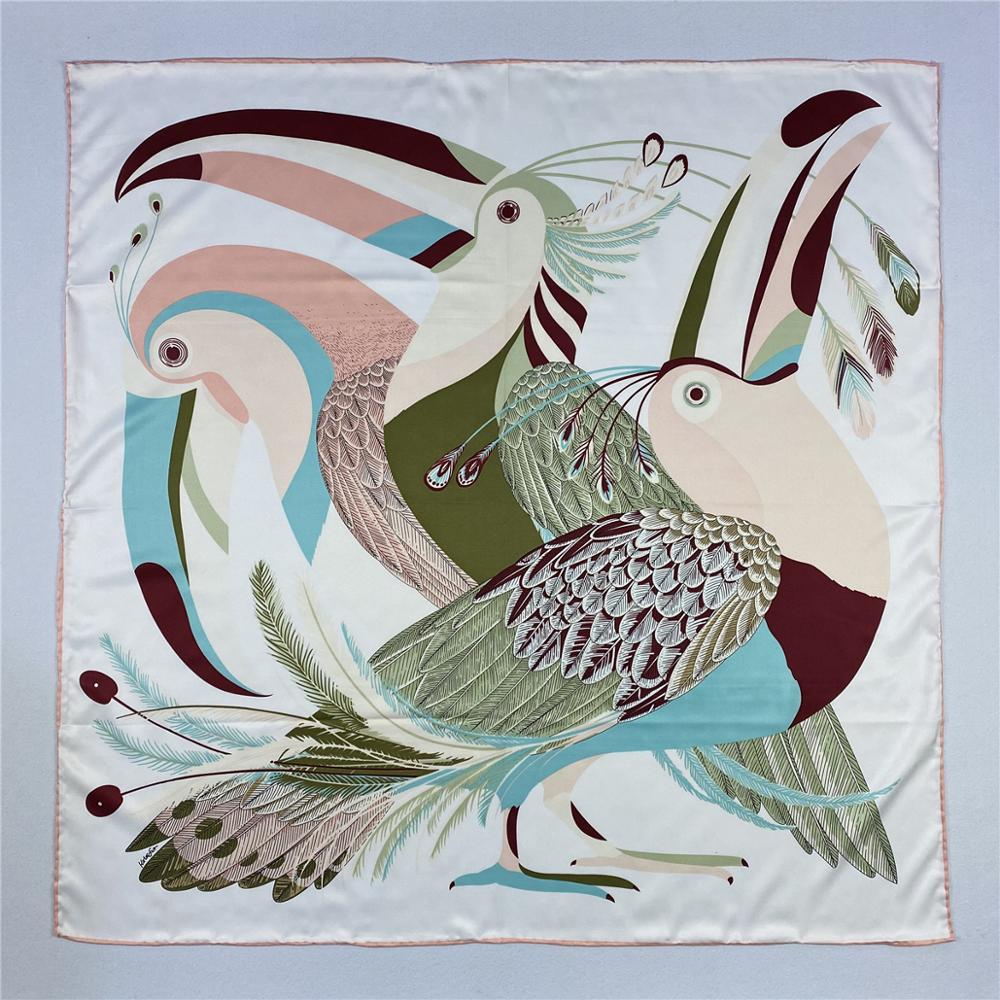 90cm Luxury Parrot Twill Silk  - Scarf Silk Square ulasan dan harga